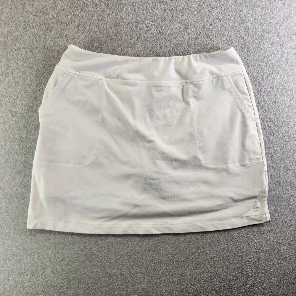Footjoy Skort Womens L White Jersey Knit Zip Pocket Short Lined Skirt Golf FJ - Picture 1 of 13